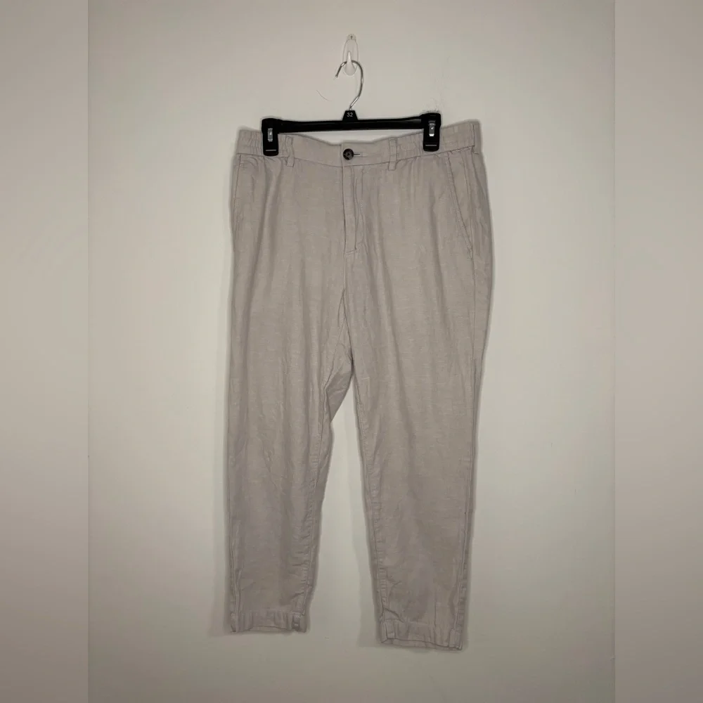 Banana Republic Mason Athletic Tapered Mens Pants 33x30 Linen/Cotton Drawstring